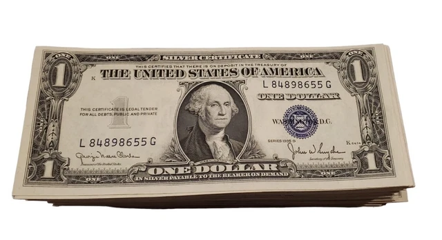 1935 One Dollar Blue Seal Note Silver Certificate CRISP UNCIRCULATED Lot of 100