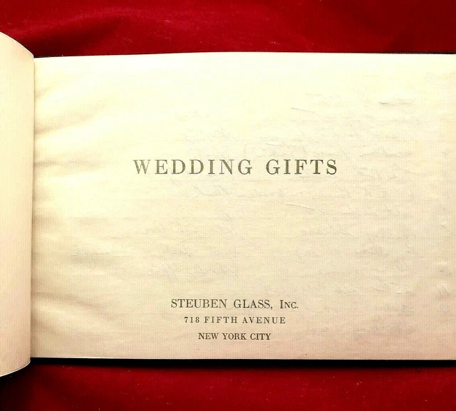 Libro de registro de boda regalo de colección vidrio Steuben 1954 MCM en caja