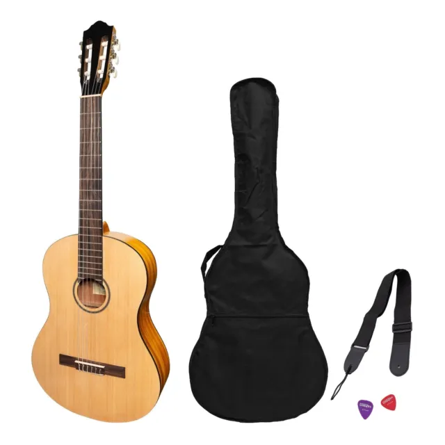 Martinez Full Size Student Classical Guitar Pack with Built In Tuner