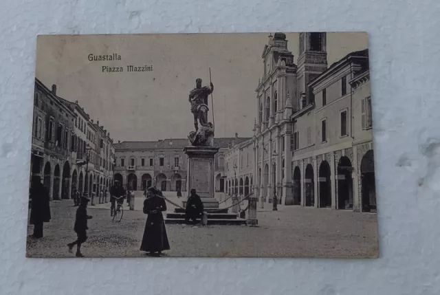 Cartolina 1909 Guastalla Piazza Mazzini viaggiata Animata  Reggio Emilia