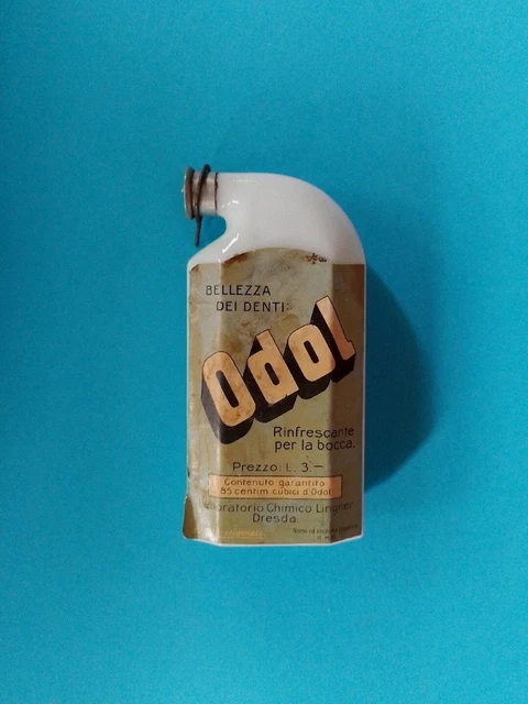 ODOL DRESDA bottiglietta Ceramica Epoca Denti Bocca Pulizia Vintage