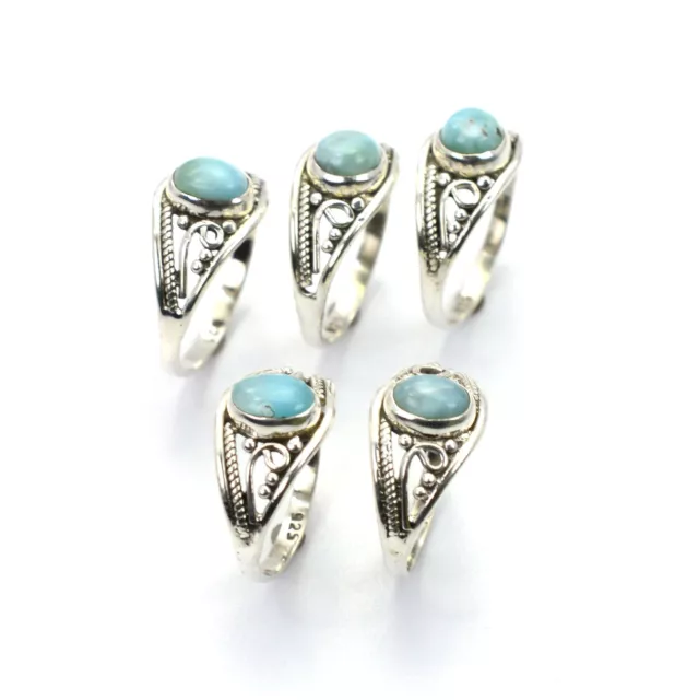 WHOLESALE 5PC 925 SOLID STERLING SILVER BLUE LARIMAR RING LOT O l973