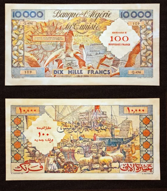 1959 - 100 NFrancs en surcharge «Les Mouettes» Algérie Française (REPRODUCTION)