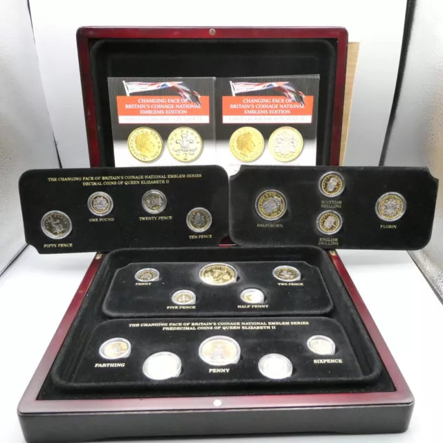 Changing Face Britains Coinage Emblems Edition 18 Coins Gold Plated Perfect