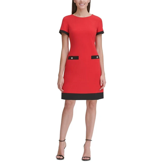Tommy Hilfiger Womens Contrast Trim Mini Office Wear to Work Dress BHFO 6642
