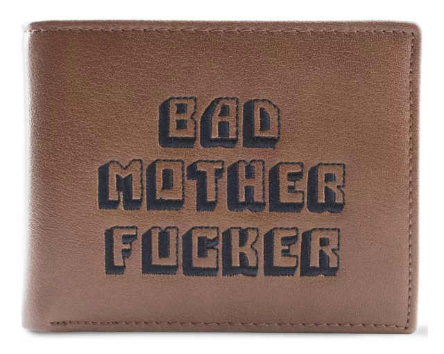 Brown Embroidered Bad Mother Fu**er Leather Wallet As Seen in Pulp Fiction 2