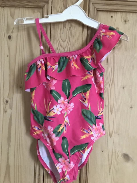 F F TESCO Girl 4 5 Yrs Tropical Floral Bright Pink Swimsuit Next
