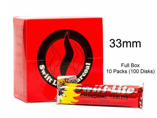 FULL BOX Swift Lite Large 33mm Charcoal Incense Resin 100 pc