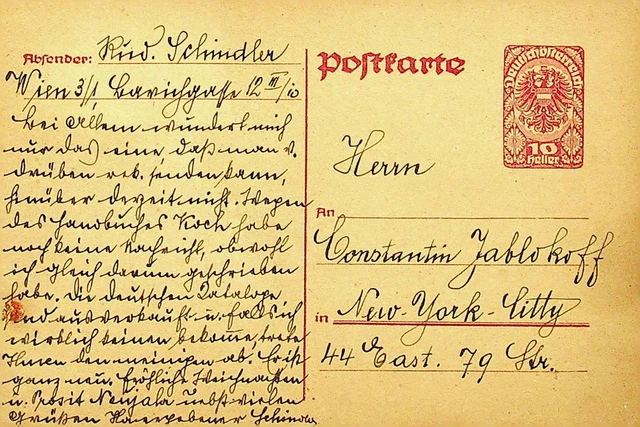 Österreich 1919 Post WWI Uncanceled 10h Mantel Von Arme Ps Karte Wien Nach USA