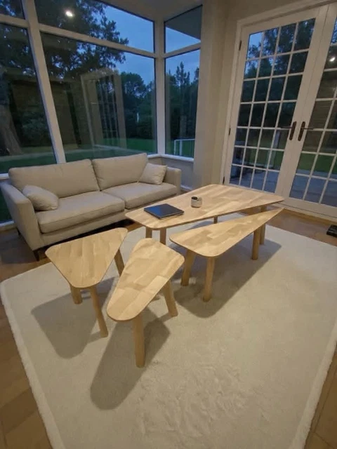Table Basse Industrielle En Chêne Massif - Rivière Unique - Fait Main, 126x51cm - Salon