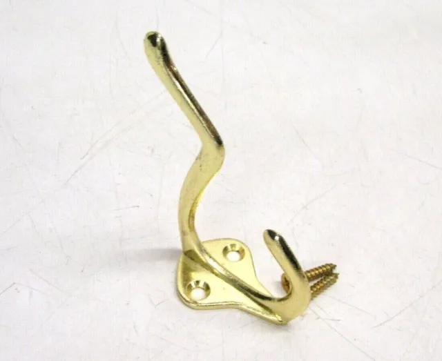 Nos! Lot Of (5) Lawrence Satin Brass Coat And Hat Hooks, #119100499