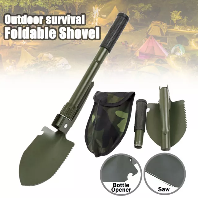 Outdoor Survival Foldable Shovel Spade Garden Camping Hiking Camp Compass