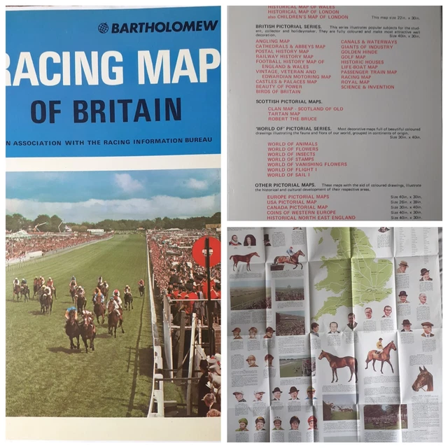VINTAGE BARTHOLOMEW HORSE Racing Map Of Britain £5.00 PicClick UK