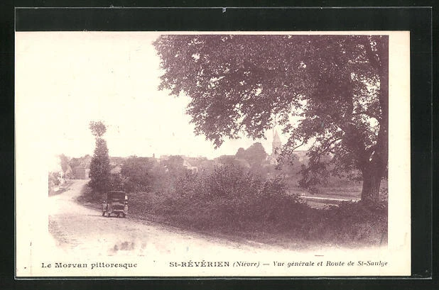 CPA St-Révérien, Vue générale et Route de St-Saulge