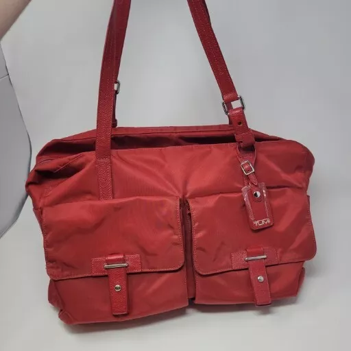 Tumi Red Nylon Voyager Cortina Boarding Tote Carry-on Travel Weekender Bag