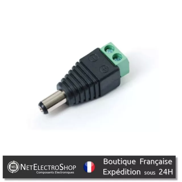 Connecteur Jack Alimentation Mâle - Embout 2.1mm x 5.5 mm - Sans Soudure - x2