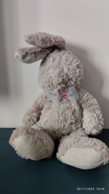 peluche doudou lapin marron foulard a pois Siplec