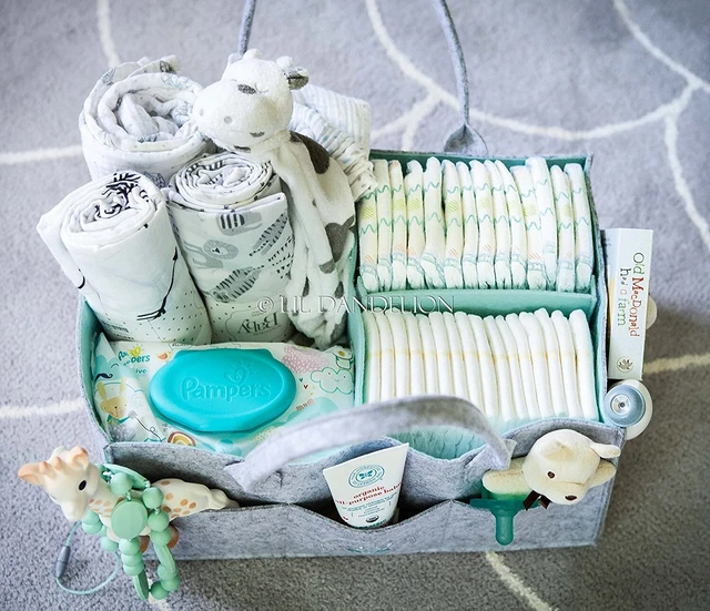 Large Baby Diaper Caddy Tote Bag - Efficiently Organize Diapers and Toys