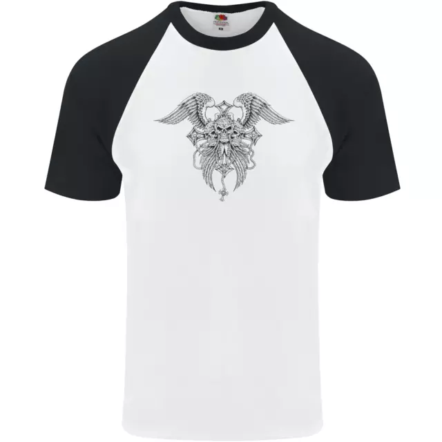 T-shirt da baseball Cross Skull Wings Gothic Biker Heavy Metal S/S