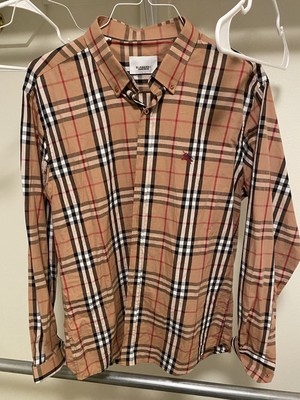 NWT BURBERRY BRIT Navy Blue Henry Trim Fit Cotton Logo Nova Check ...