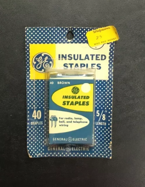 Vintage GE General Electric Superior Insulated Staples (40) Brown 5/8" NEW