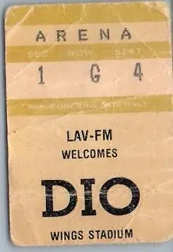 Vintage Dio Ticket Stub October 18 1985 Kalamazoo Michigan