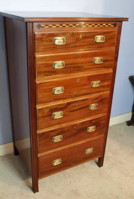 Good Quality Victorian  Mahogany 6 Drawer  Tall Narrow Chest Of Drawers