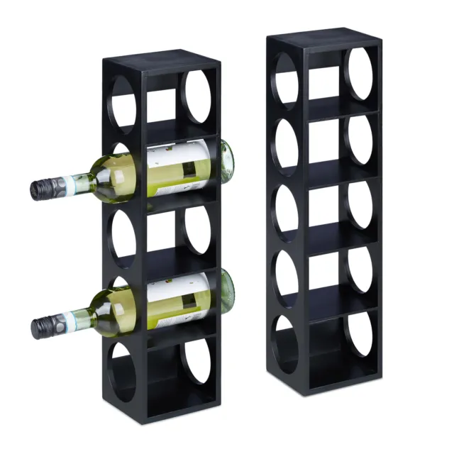 2x cantinetta bar portabottiglie 10 bottiglie vino bambù cucina 53x14x12cm nero