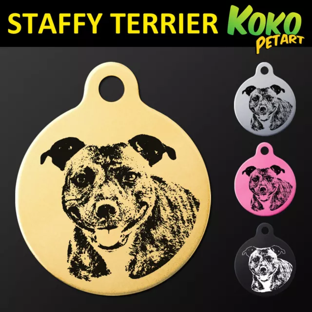 Cheeky Staffy Staffordshire Terrier Round Pet Dog Tag Personalised Engraved