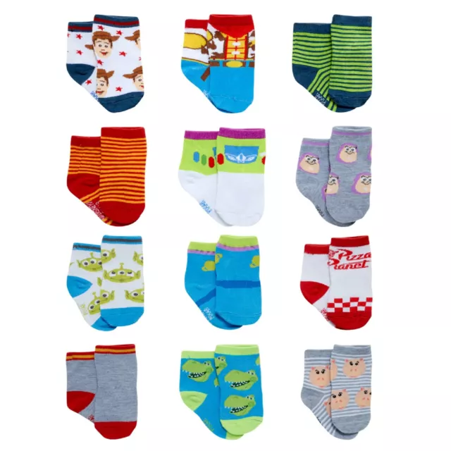 Disney Buzz Baby Socks for Boys 0-6 - 6-12 - 12-24 months, 12 Pack