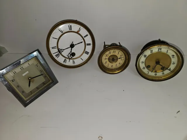 Job Lot Of Antique  Mantle Clock Faces & Brass  Movements For Spares & Repair