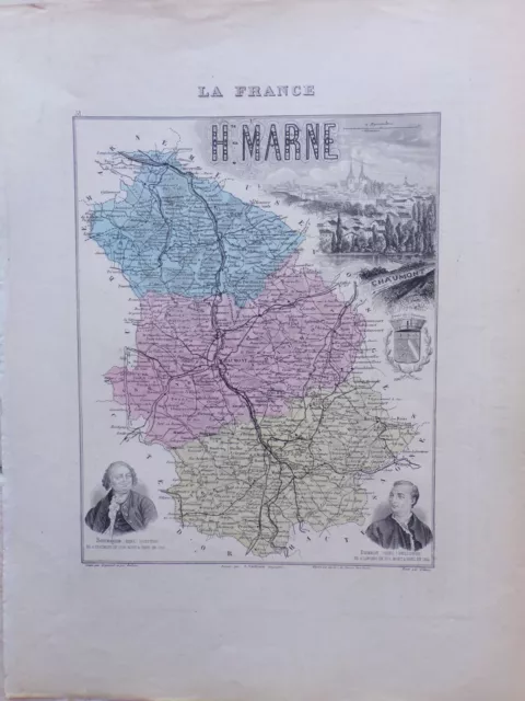 Carte géographique ancienne : département de la Haute Marne - Atlas Migeon