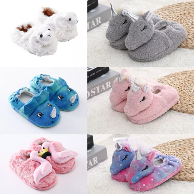 Toddler Baby Winter Slippers Girls Kids Boys Cartoon Plush Warm Household Shoes