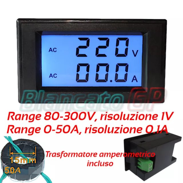 Voltmètre Et Ampèremètre AC Numérique Présentoir LCD Ta Séparé 80V - 300V 50A