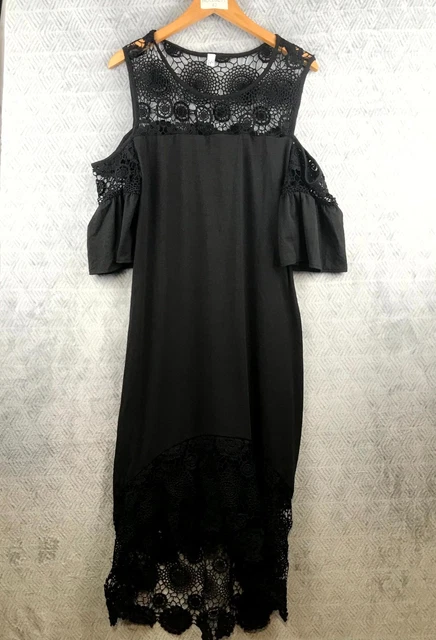 Robe Noire élégante Nathalie Andersen Taille 54 - 80% Viscose 20% Lin - Fendue - Vraiment Neuve