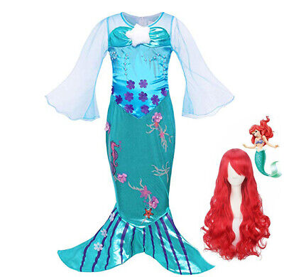 NUOVO Ragazze Principessa Ariel la Sirenetta Fancy Dress Up Costume