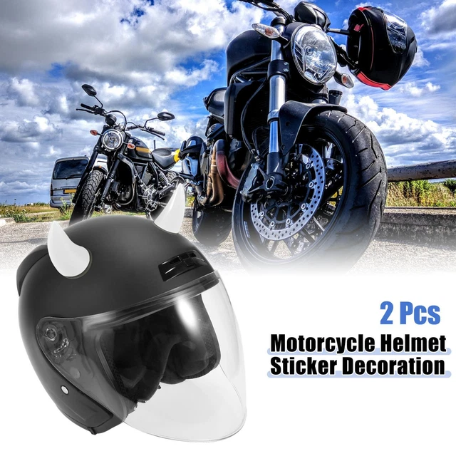 2pcs Car Motorcycle Helmet Bull Horn Style Bumper Decoration Suction Cup White