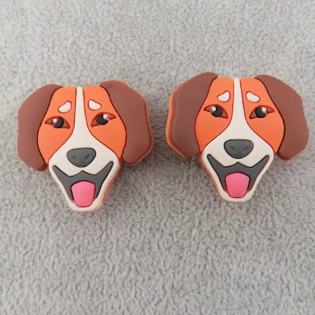 BEAGLE DOG Shoe Charms for Crocs Wristbands Set Lot of 2 Puppy Face Tongue Cute