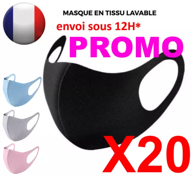 LOT Masque de Protection en Tissu Lavable Respirant Alternatif Barrière Sport