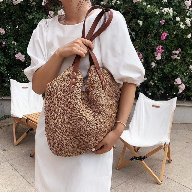 Straw Tote Bag Hollow Woven Women Shoulder Bags Lady Handbag Shopper Bag