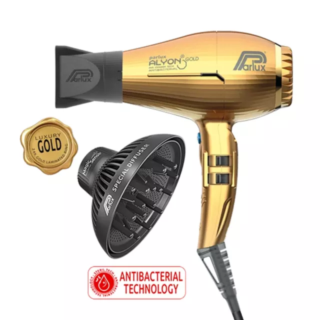 Parlux Alyon Air Ionizer Tech Eco Friendly Gold- Haartrockner mit Diffusor