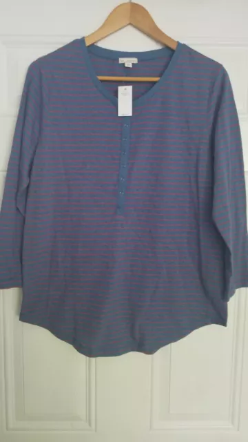 Women's Gap CottonBlend Blue Red Striped Lightweight Stretchy Relaxed Knit Top L