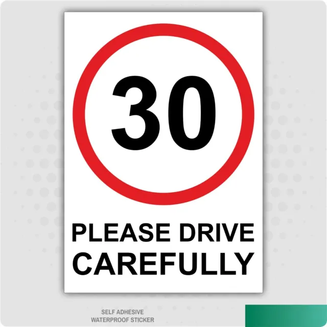 30 MPH Please Drive Carefully Speed Reduction Wheelie Bin Sticker Pack Safety