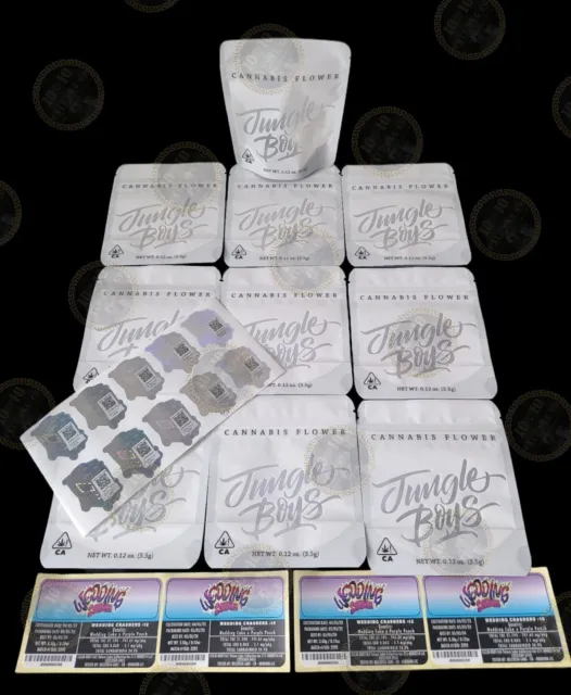 10 x Wedding Crashers Jungle Boys 3.5g Cali Packs Cali Bags Empty + Labels