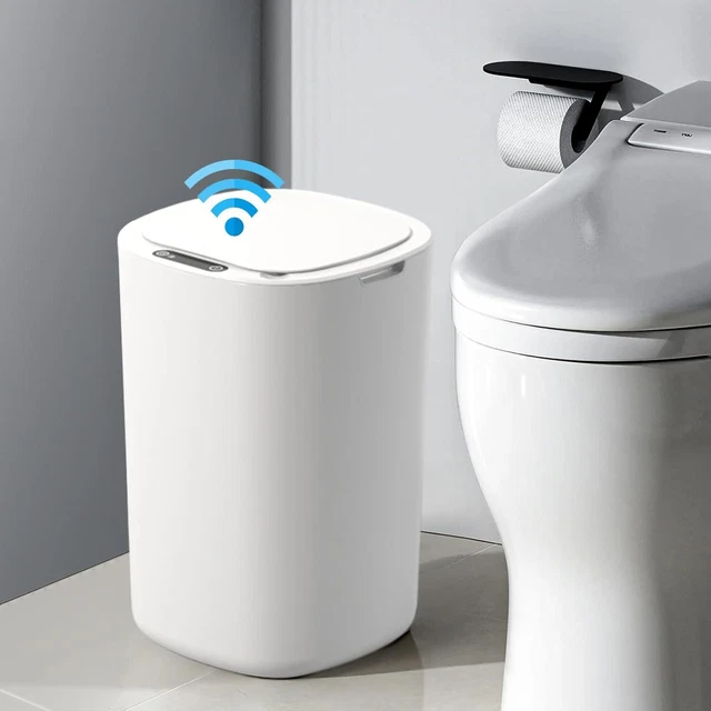 BATHROOM BIN MOTION Sensor Trash Can - 12L Automatic Garbage Can, Slim Plastic £22.59 - PicClick UK