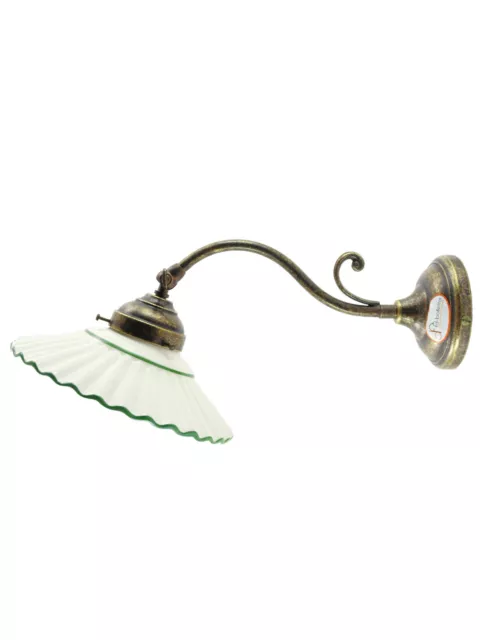 Applique ottone brunito,appliques liberty,lampada da parete piatto ceramica am32