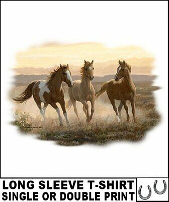 Beautiful Wild Paint Mustang Quarter Horse Pony Long Sleeve T-Shirt Ab357