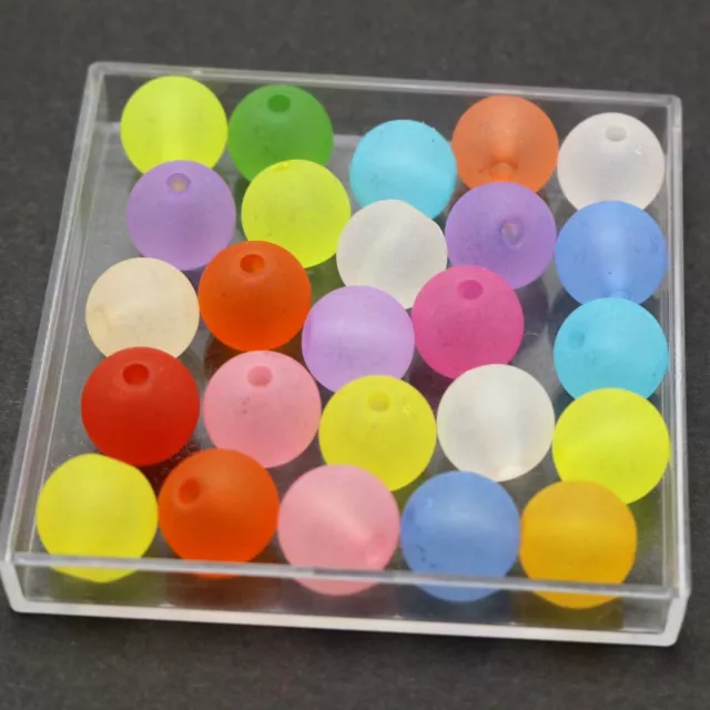 100 Mixed Color Frost Acrylic Round Beads 10mm Smooth Ball 2