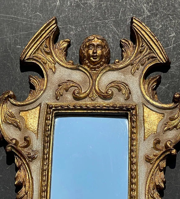 VINTAGE CARVED MIRROR GOLD *ITALY Antique ORNATE Wall ITALIAN Style ...
