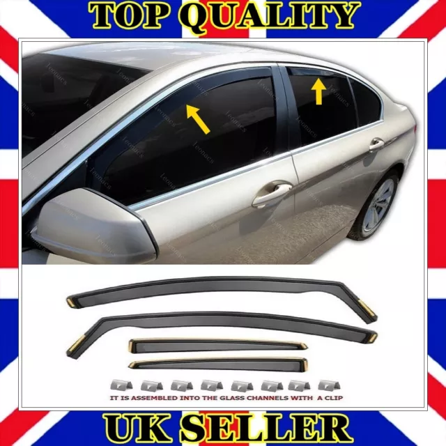 Window Visor Wind Deflector with clips For BMW 5 series F10 SALOON 2010 TO 2017